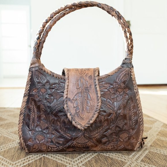 Alejandro Yeo Oaxaca Tooled Leather Handbag - Picture 1 of 6